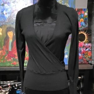 White House Black Market Black Wrap Blouse